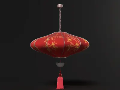 Chinese red lantern   Low-poly 3D model