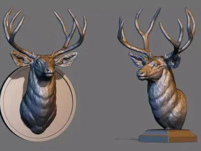 Mule Deer Buck bust 3D print model