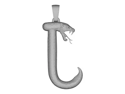 High Detail Snake Letter J Pendant Sculpted Resin 3D Print Model 3D print model