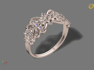 Womens Diamond Signet Ring Women Rings 3dmodels 3D print model 3D print model 46
