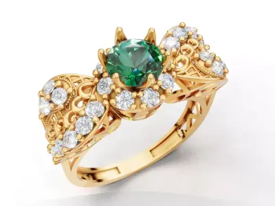 Ornate Baroque Cluster Ring Filigree Shank CAD for Printing 3D print model