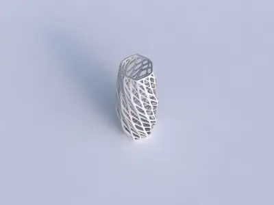 Vase twisted hexagon with diagonal grid lattice 3D print model