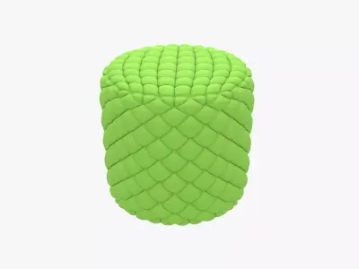 Round tufted ottoman green fabric 3D model