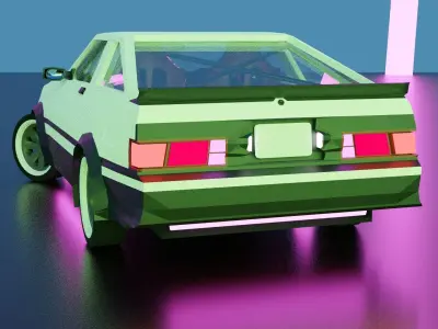 Toyota AE86 trueno Pop-Up headlights Low Poly Low-poly 3D model