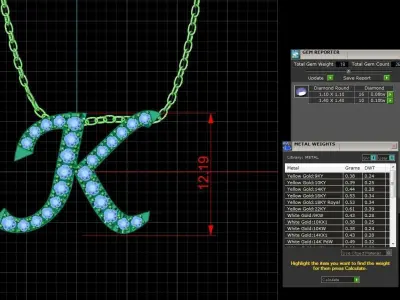Jewelry Alphabet Pendant K 3D print model