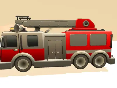 Toon Fire Brigade Vehicle  Stylized Low-poly 3D model