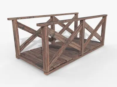 Old Wood Bridge Low-poly 3D model