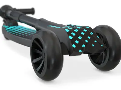 Three Wheels Child Scooter folded 3D model