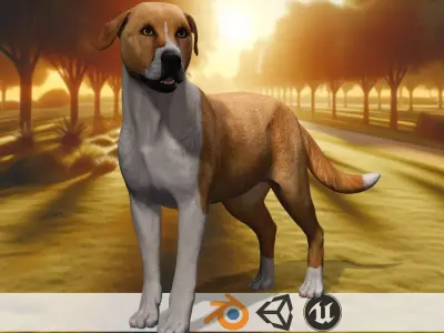 Labrador Home Defender 3D Happy  Pet Dog  Low-poly 3D model