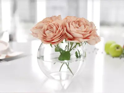 Glass vase with flowers 3D model