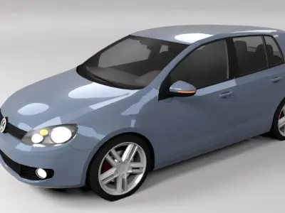 VW VOLKSWAGEN GOLF 6 LOWPOLY Low-poly 3D model