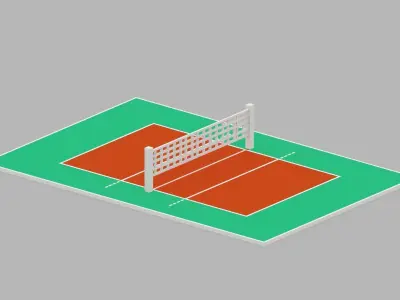 Voxel Volleyball Court Low-poly 3D model