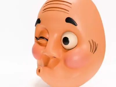 Japanese Hyottoko Mask Props Second Life toy 3D print model