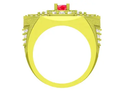 Luxury Hexagon Pave Gemstone Men Ring 3D Model 4111 3D print model