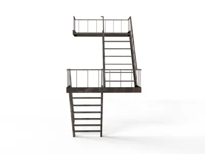 Industrial Stairs - Game Ready - Fully Modular - Low-poly 3D model