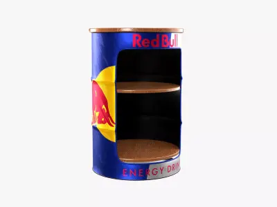 Redbull Barrel Low-poly 3D model