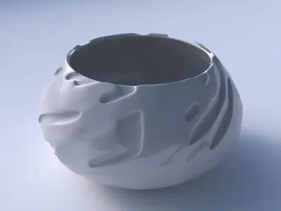 Bowl squeezed twisted with cavities smooth 3D print model