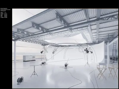 Studio hangar exterior Low-poly 3D model