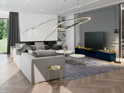 Living Room and Kitchen Scene for Cinema 4D and  Vray 6 ACES 3D model