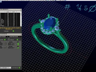 R RA020 engagement ring with ruby stone 3D print model