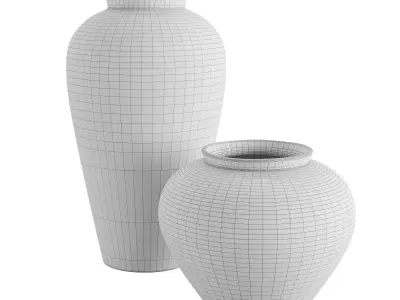 Set 2 Terracotta Vase 3D model