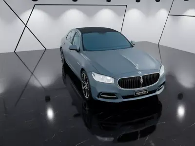 Luxury Blue Sedan in a Modern Showroom Low-poly 3D model