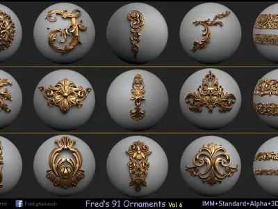 Fred ORNAMENT BRUSH Vol6 - IMM-3dModels-Alpha Low-poly 3D model
