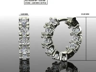 Women Diamond Earrings 3D print model 34