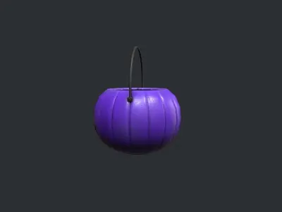 Purple Pumpkin Basket - Trick or Treat Halloween Basket Low-poly 3D model