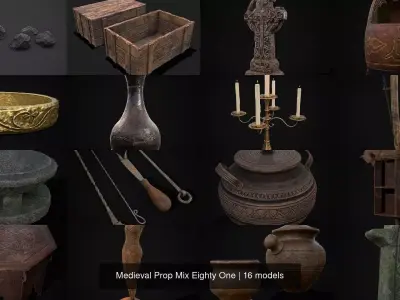 Medieval Prop Mix Eighty One 3D Model Collection
