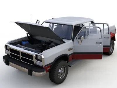 DODGE POWER RAM 250 CREWCAB 1991 3D model
