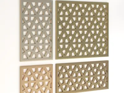 Arabic Islamic pattern decorative gold plaster 3D model