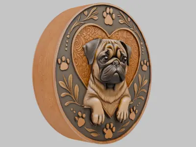 Dog Banner Embelm Low-poly 3D model