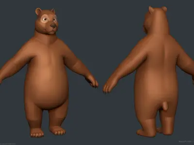 Stylized Cartoon Bear - Biped 3D model