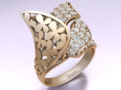  Mesh flower ring - Italian rings - Womens Rings - N6542 3D print model