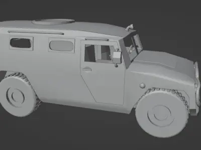 Armored car Tiger Low-poly 3D model