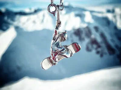 Snowboarder pendant 3D print model