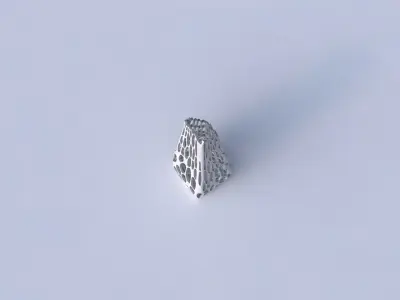 Vase top bent rectangle with cracked organic lattice  3D print model
