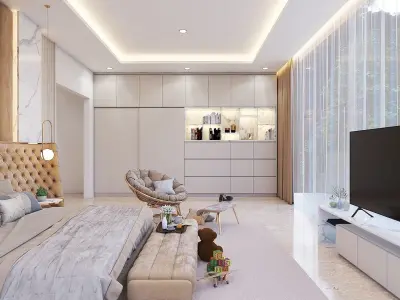 Luxury Gold Bedroom 3D model