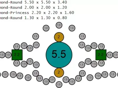 Luxury Dual-Tone Gemstone Wedding Rings 3D model