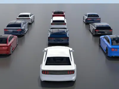 Generic 10 car pack Low-poly 3D model