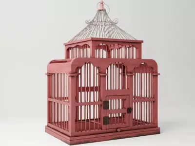 Red Decorative Cage by ZARA HOME 3D model