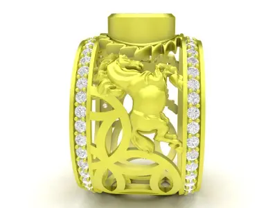 Luxury Carved Men Ring With Round Center Stone 4014 3D print model