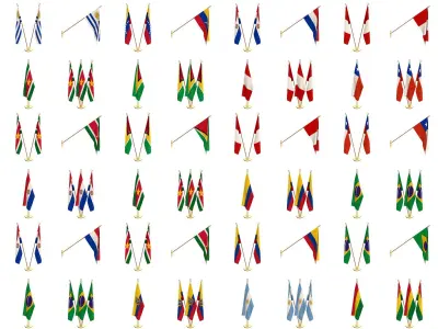 All South American Flag Packs 3D model