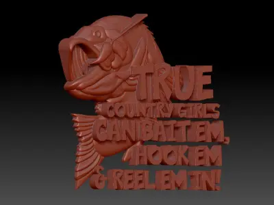 Fish   fisherman 3D print model
