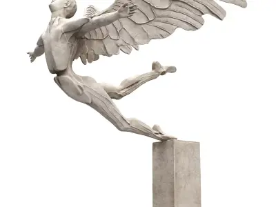 Falling angel sculpture Low-poly 3D model