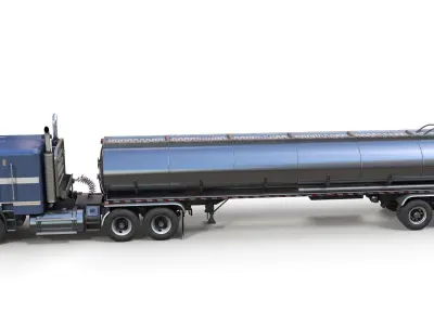 Freightliner Powerliner fuel trailer Low-poly 3D model