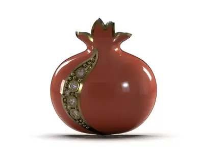 Diamond studded enameled pomegranate stl 3d pendant jp0244 3D print model
