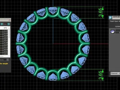 U Shaped Eternity Ring 3 point 5 mm stone size swiss 10 and EU50 3D print model