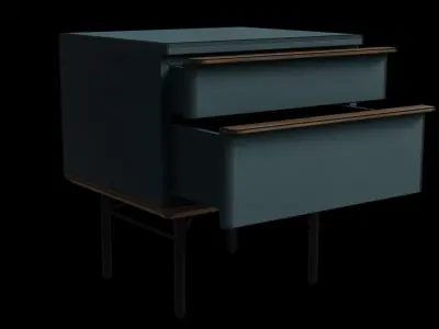 Petrol Blue Walnut Stain Bedside Table 3D model